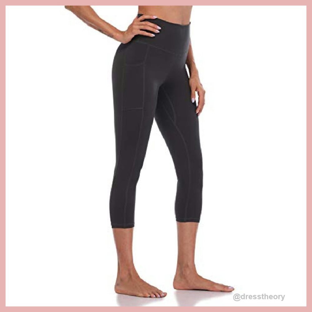 High Waisted Yoga Capris with Pockets, 21" Inseam Leggings - Picture 4 of 6